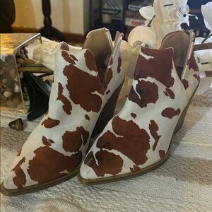 Cow Print Ankle Boots GUC